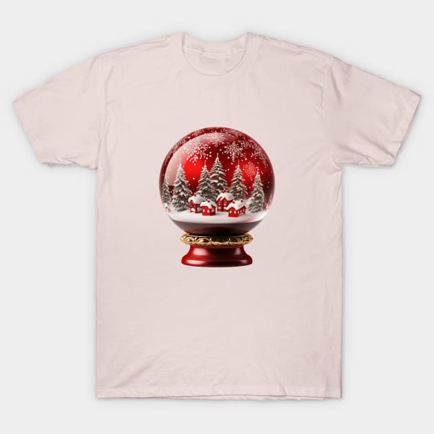 Red Christmas Snow Globe T-Shirt by DavidLoblaw